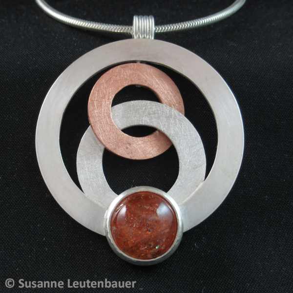 Anhänger Silber/Kupfer mit Sonnenstein